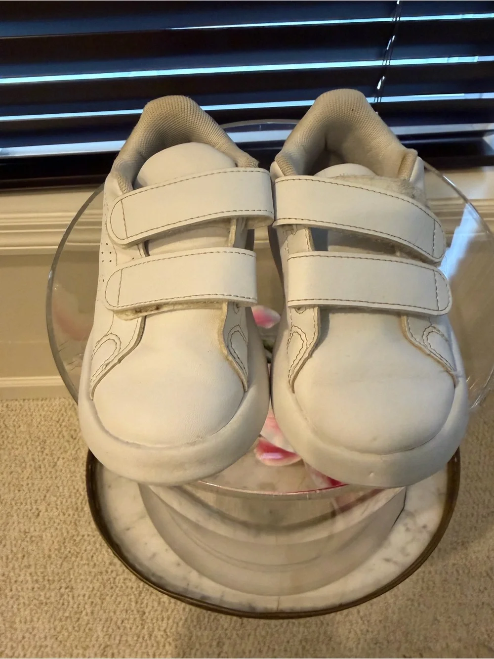 Adidas Kids White /Green Sneakers Toddler Size 7K EU 23.5